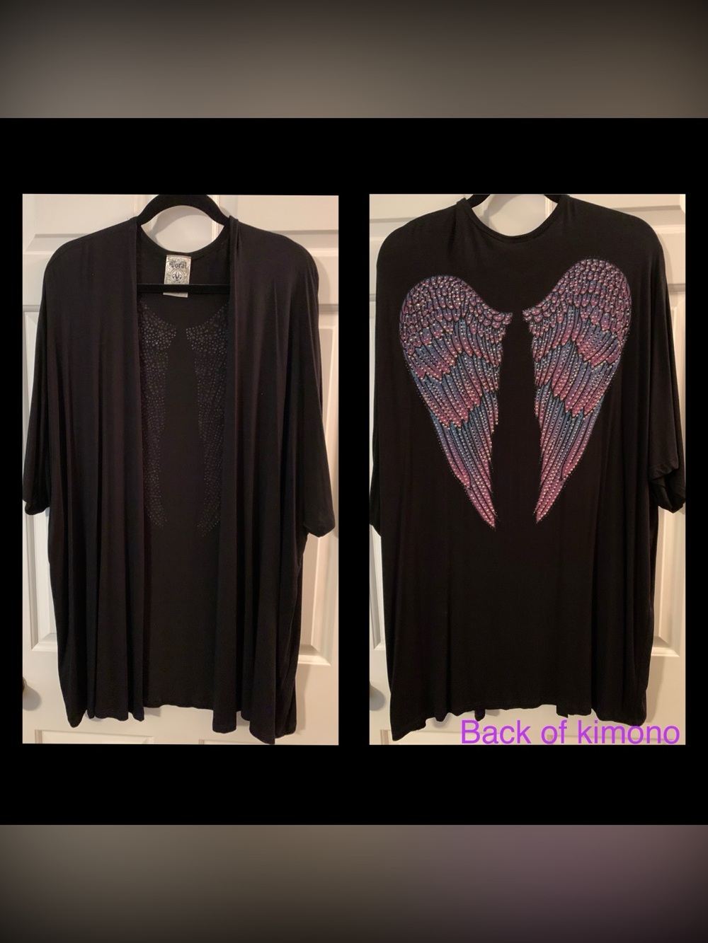 Vocal brand wings black kimono